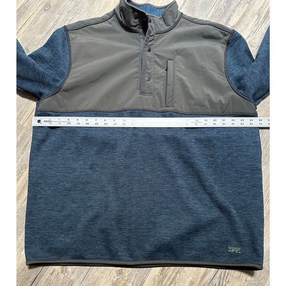G.H. Bass & Co. Honeycomb Mixed Media 1/4 Snap Pullover Fleece Gray Blue Men XL - Picture 3 of 7
